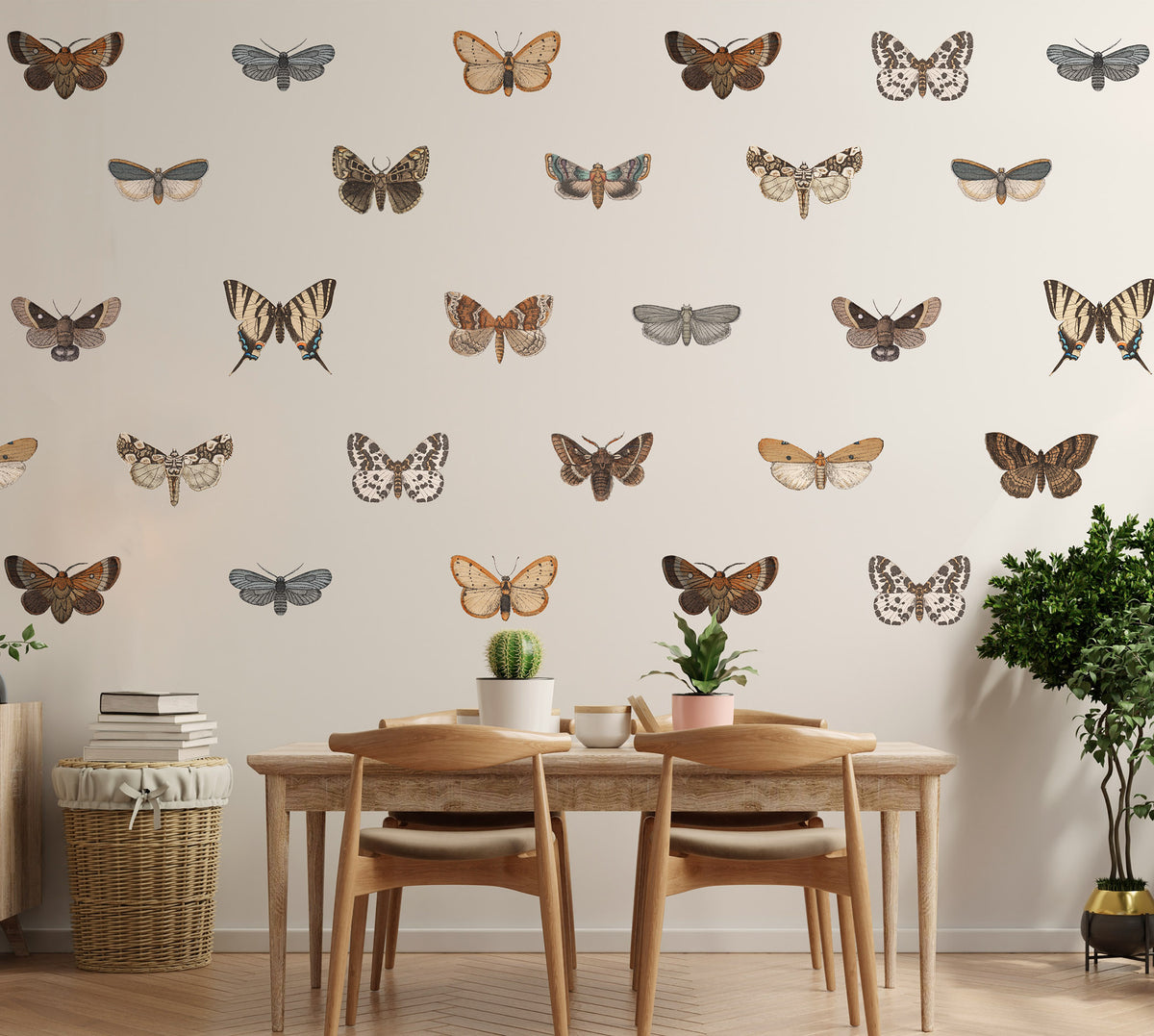 Vintage Butterfly Etching Peel and Stick Fabric Wall Stickers