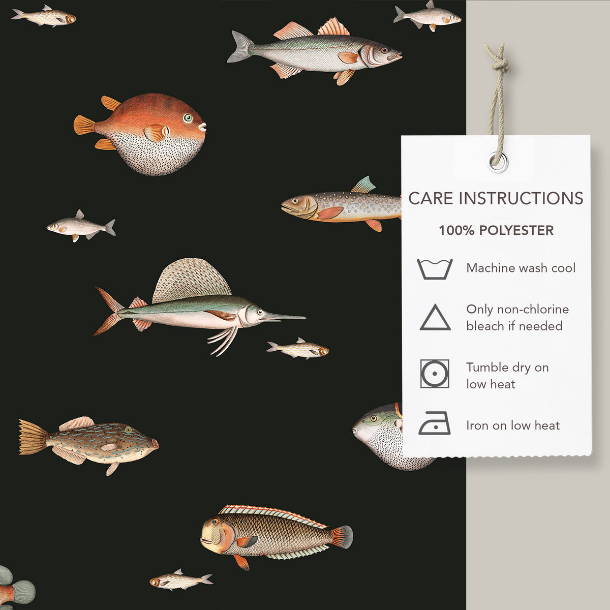 Vintage Fish Illustration Shower Curtain