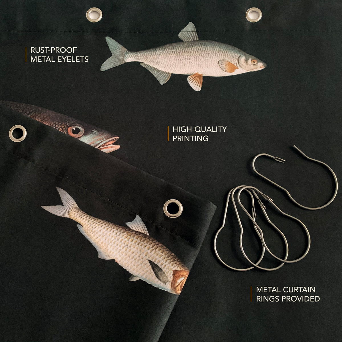 Vintage Fish Illustration Shower Curtain