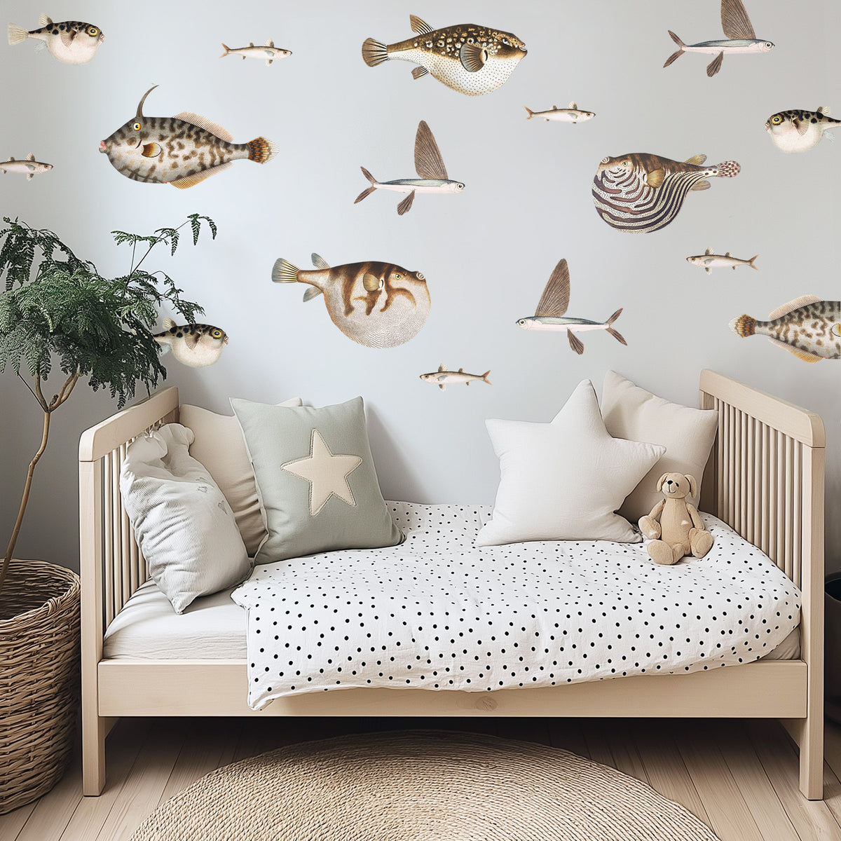 Puffer Fish Vintage Illustration Wall Decals