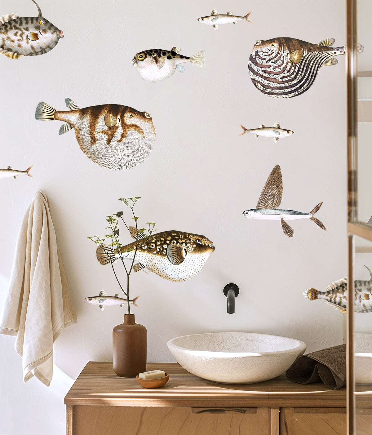 Puffer Fish Vintage Illustration Wall Decals