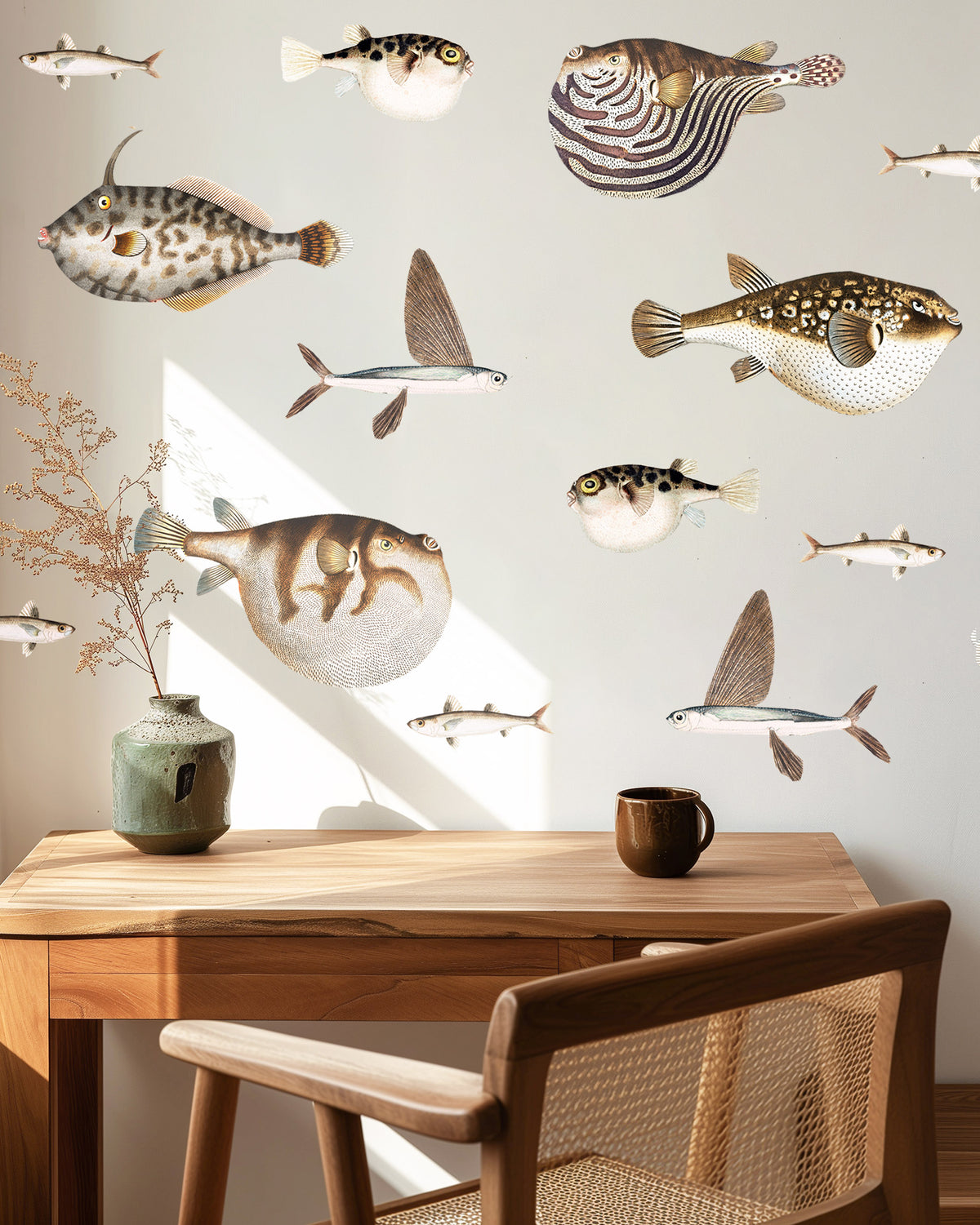 Puffer Fish Vintage Illustration Wall Decals