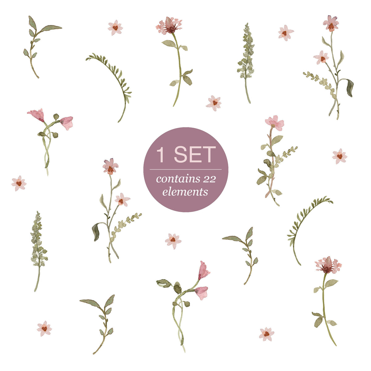 Wandaufkleber mit Blumen und Blättern