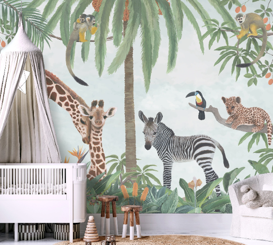Safari Animals Jungle Scene Mural