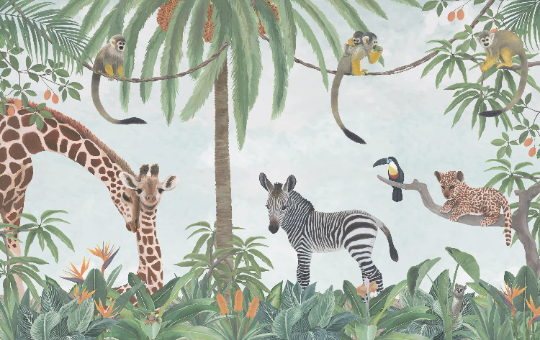 Safari Animals Jungle Scene Mural