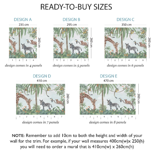 Safari Animals Jungle Scene Mural