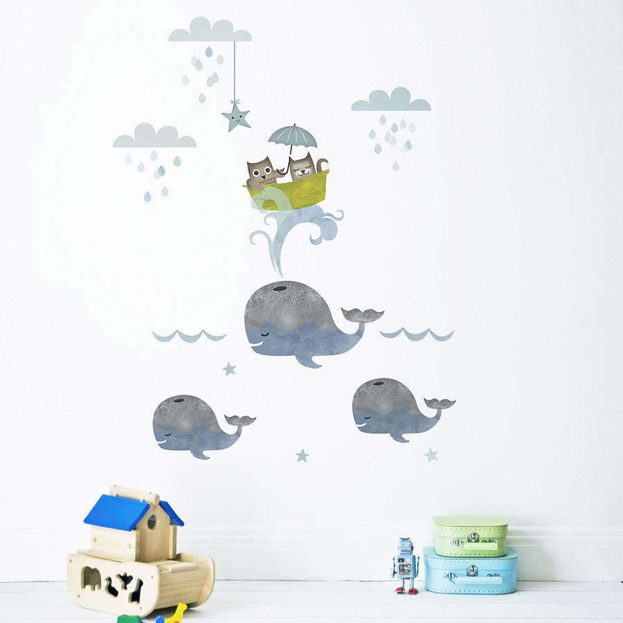 Wandtattoo Eule und Kätzchen 