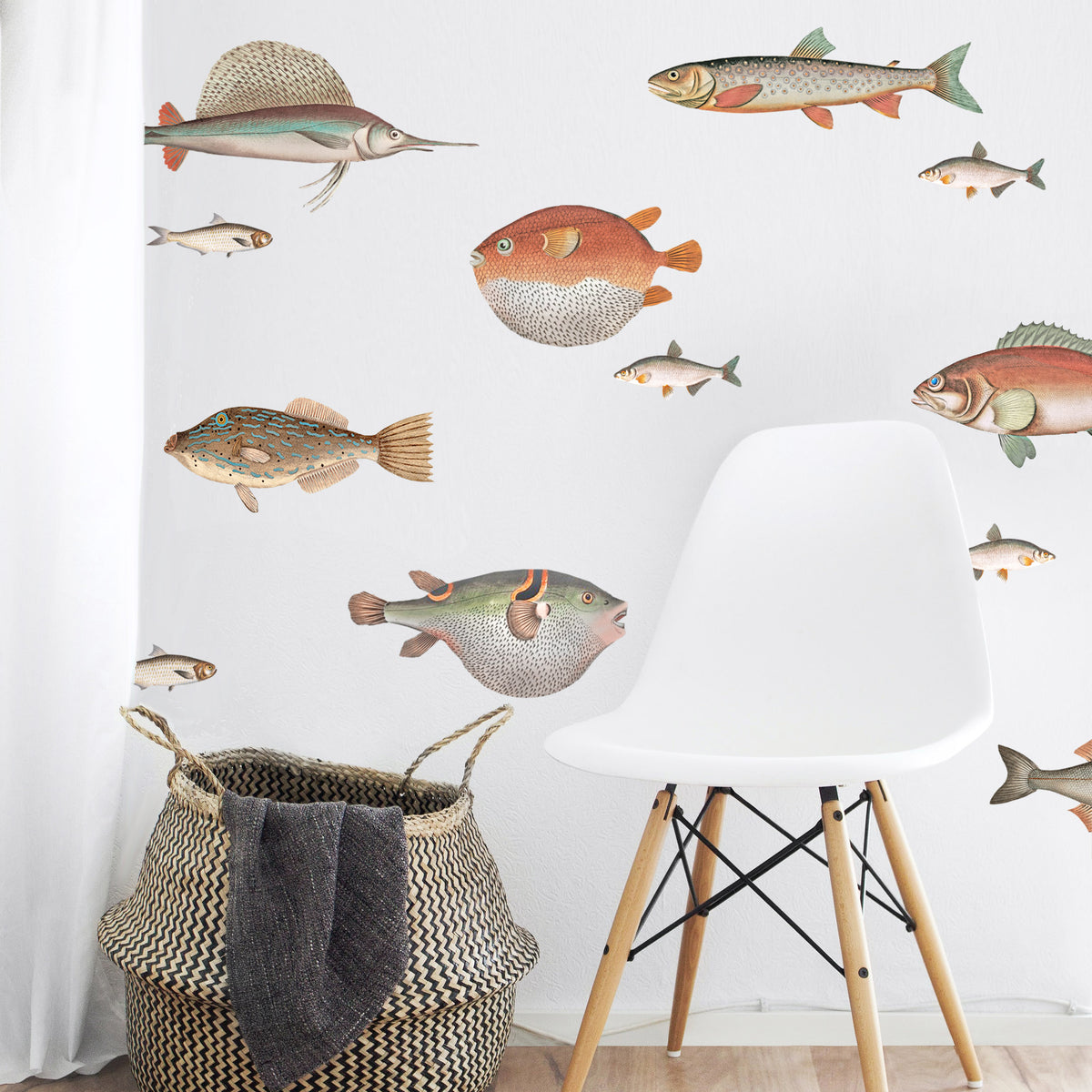 Vintage Fish Illustration Wall Stickers